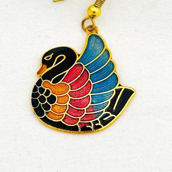 Black Swan Enameled Earrings - Picture 5 of 6